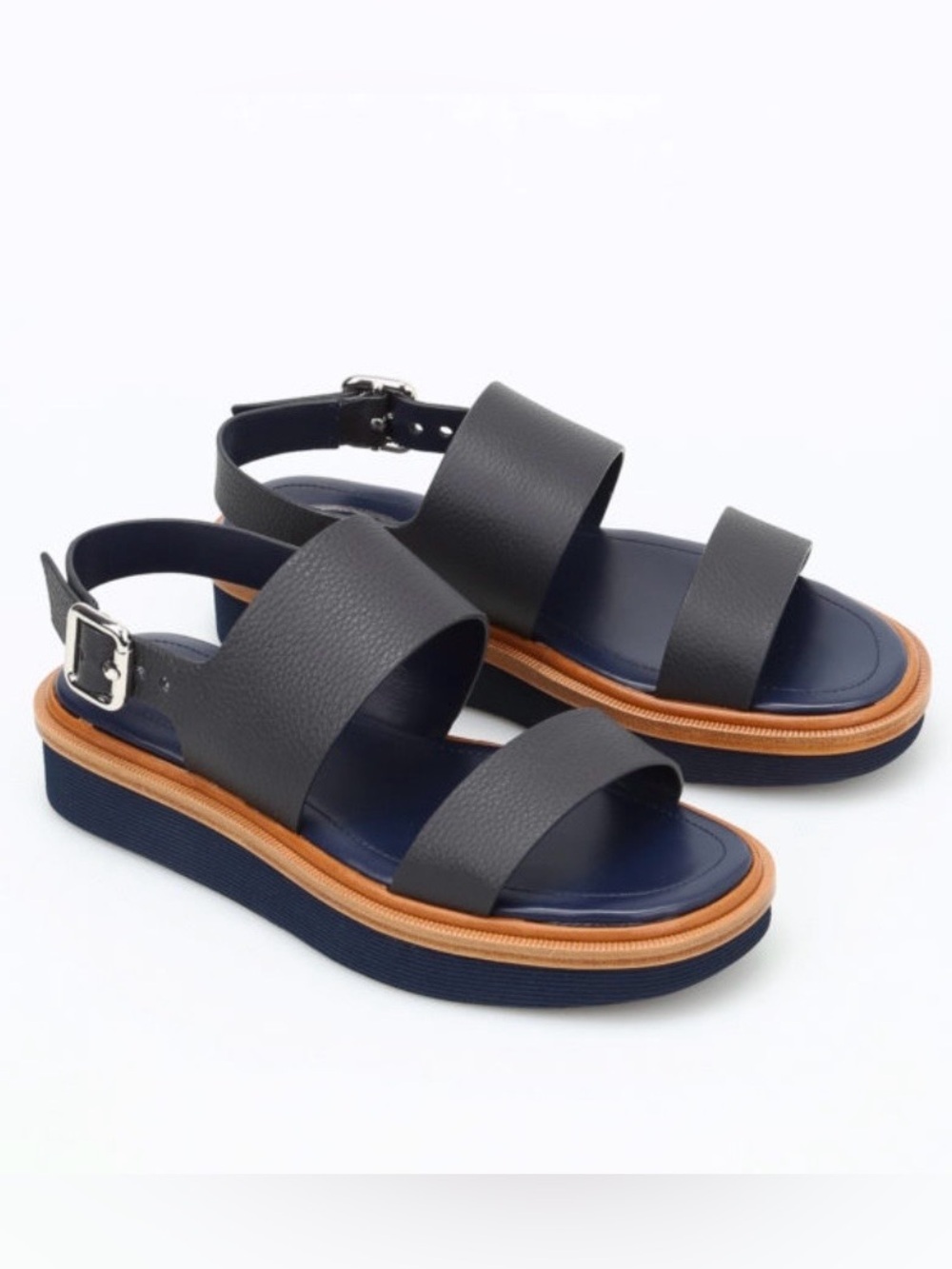 Tod’s 23a leather Sandals navy blue platform size 40.5 US 10